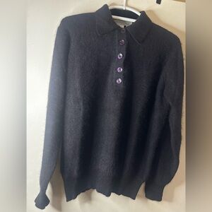 Donald J Pliner Black Angora Blend Sweater Size S Made in Italy